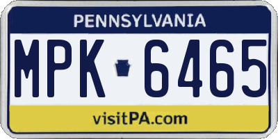 PA license plate MPK6465