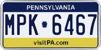 PA license plate MPK6467