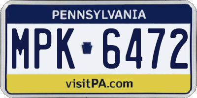 PA license plate MPK6472