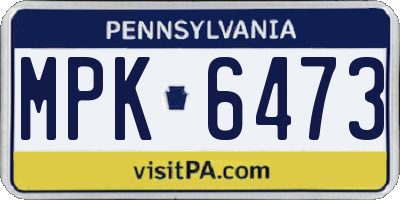 PA license plate MPK6473