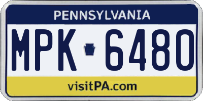 PA license plate MPK6480