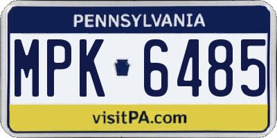PA license plate MPK6485