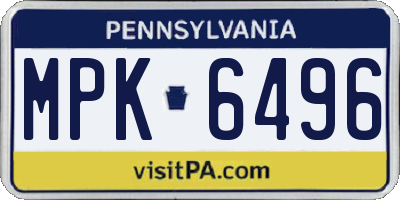 PA license plate MPK6496