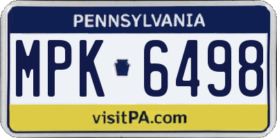 PA license plate MPK6498