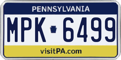 PA license plate MPK6499
