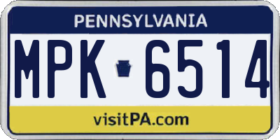 PA license plate MPK6514