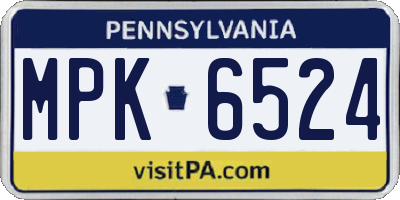PA license plate MPK6524