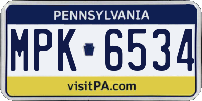 PA license plate MPK6534