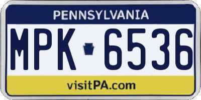 PA license plate MPK6536