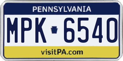 PA license plate MPK6540