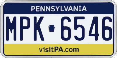 PA license plate MPK6546