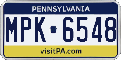 PA license plate MPK6548
