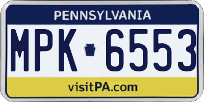 PA license plate MPK6553
