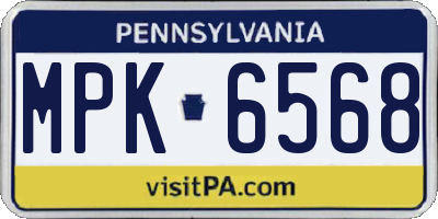 PA license plate MPK6568