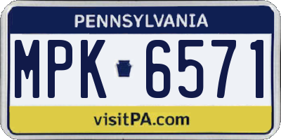 PA license plate MPK6571