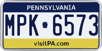 PA license plate MPK6573