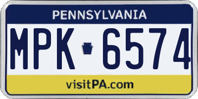 PA license plate MPK6574
