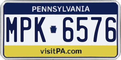 PA license plate MPK6576