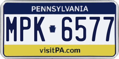 PA license plate MPK6577