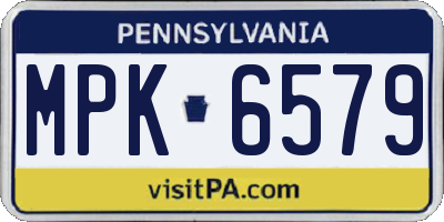 PA license plate MPK6579