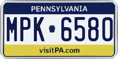 PA license plate MPK6580