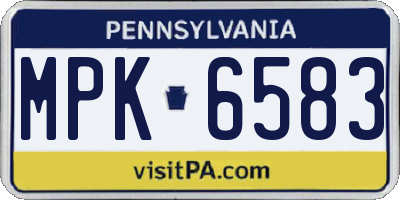 PA license plate MPK6583