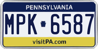 PA license plate MPK6587