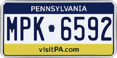 PA license plate MPK6592