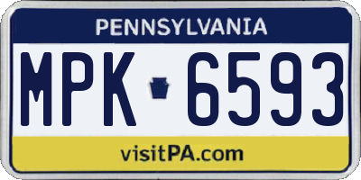 PA license plate MPK6593
