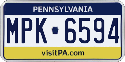 PA license plate MPK6594