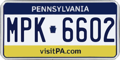 PA license plate MPK6602