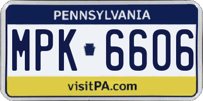 PA license plate MPK6606