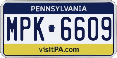 PA license plate MPK6609