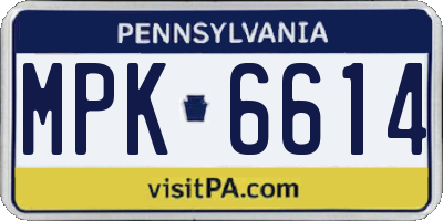 PA license plate MPK6614