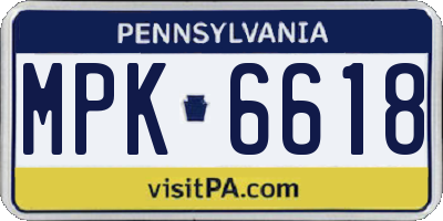 PA license plate MPK6618