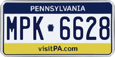 PA license plate MPK6628