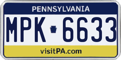 PA license plate MPK6633
