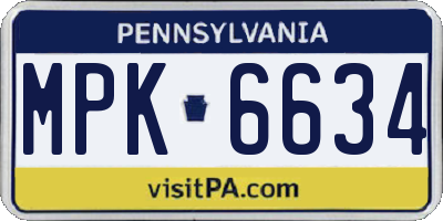 PA license plate MPK6634