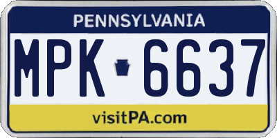 PA license plate MPK6637