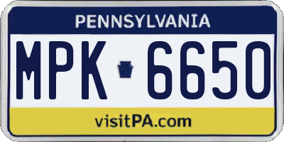 PA license plate MPK6650