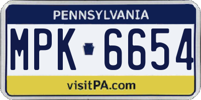 PA license plate MPK6654