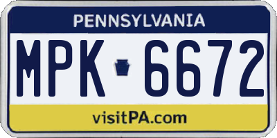 PA license plate MPK6672