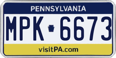 PA license plate MPK6673