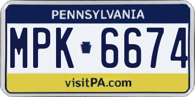 PA license plate MPK6674