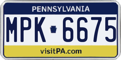 PA license plate MPK6675