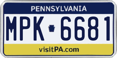 PA license plate MPK6681