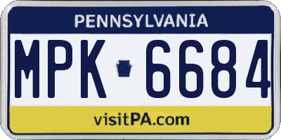 PA license plate MPK6684