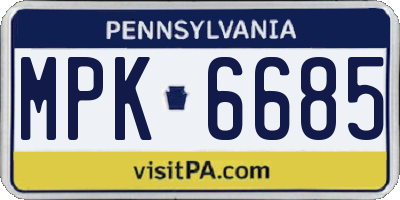 PA license plate MPK6685