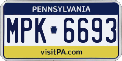 PA license plate MPK6693
