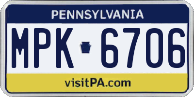 PA license plate MPK6706